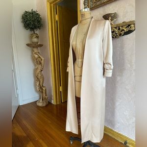 Alice and Olivia pink champagne silk/satin floor length coat